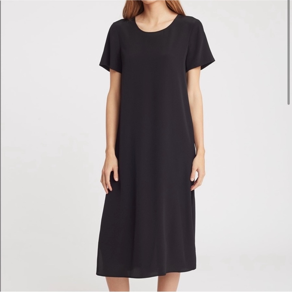 Silk Pleat Back Tee Dress